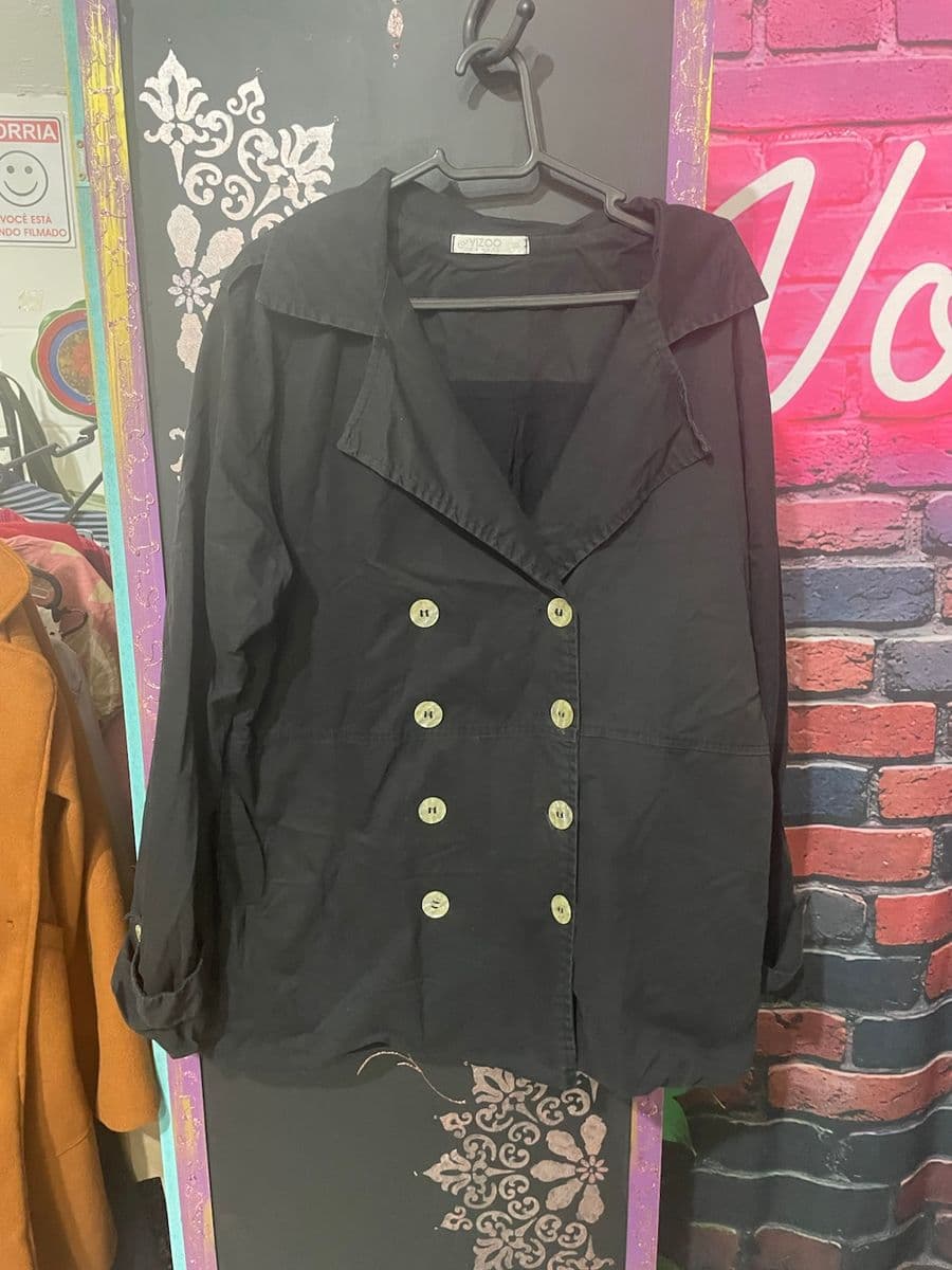 casaco trench coat vizoo preto GG